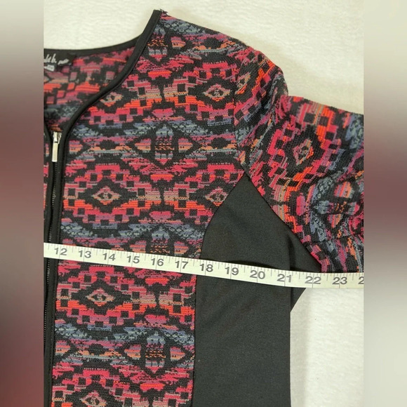 VIOLET B PETITE Long Sleeve Full Zip Aztec Embroidered Geometric Sweater PXL - Picture 13 of 14